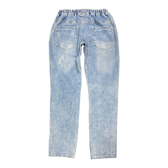 Paperbag Mid Rise Jeans Medium Wash Drawstring Pockets Size M Unbranded Denim - Picture 3 of 7